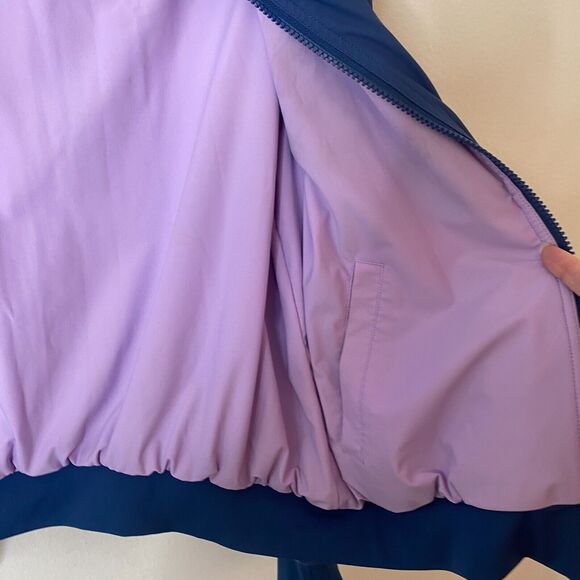 Lite Weight Blue & Lilac Reversible Zip Hoodie Windbreaker Jacket Ruche Sleeves - Picture 6 of 9